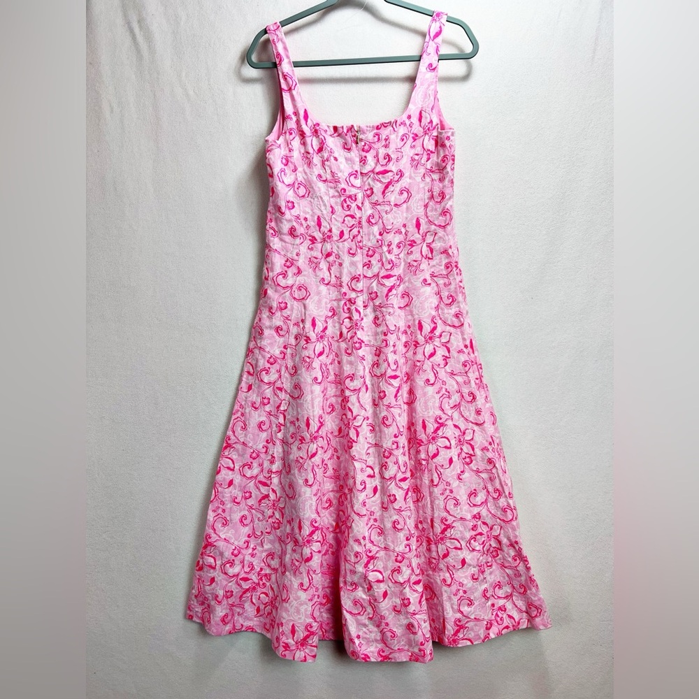 Lilly Pulitzer Linen Calina Midi Dress Size 6 Pink NWT - Picture 6 of 16